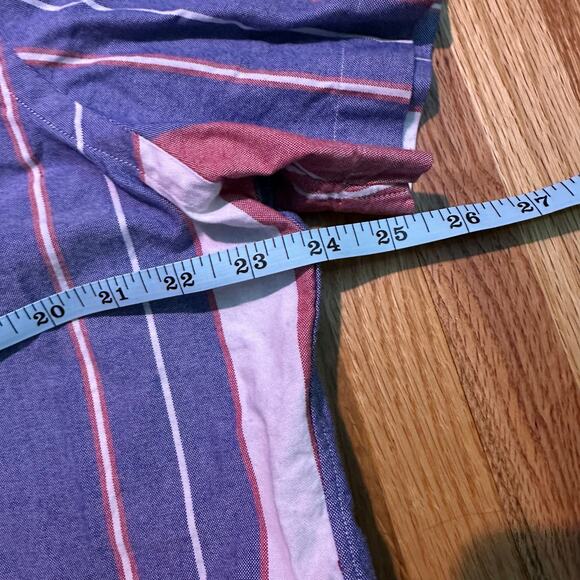 POLO RALPH LAUREN x Classic Fit Red Blue Stripe Short Sleeve Shirt Cotton SIZE L - Picture 7 of 7